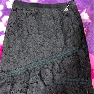 black lace midi skirt